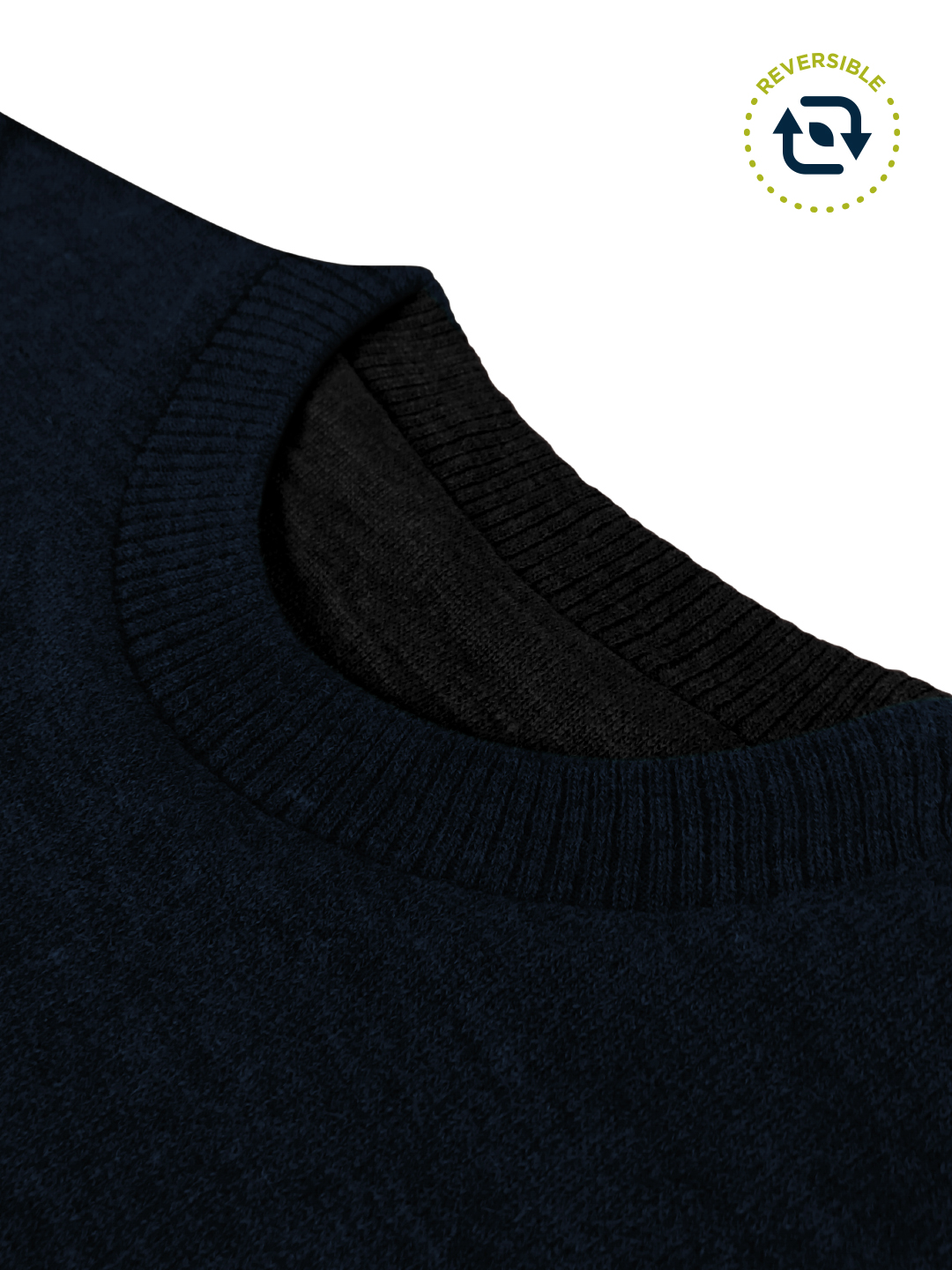 Black & Navy Merino Blend Reversible Sweater|Men